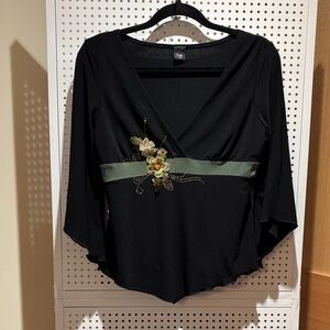 Elegant Black Floral Embellished Top